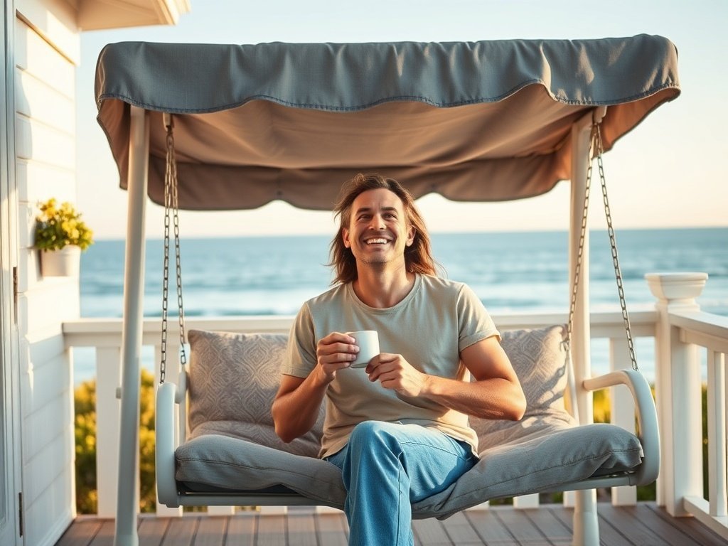 Turn a 6’x8′ porch into a 2-person retreat with one convertible swing bed—and the canopy feature most shoppers miss