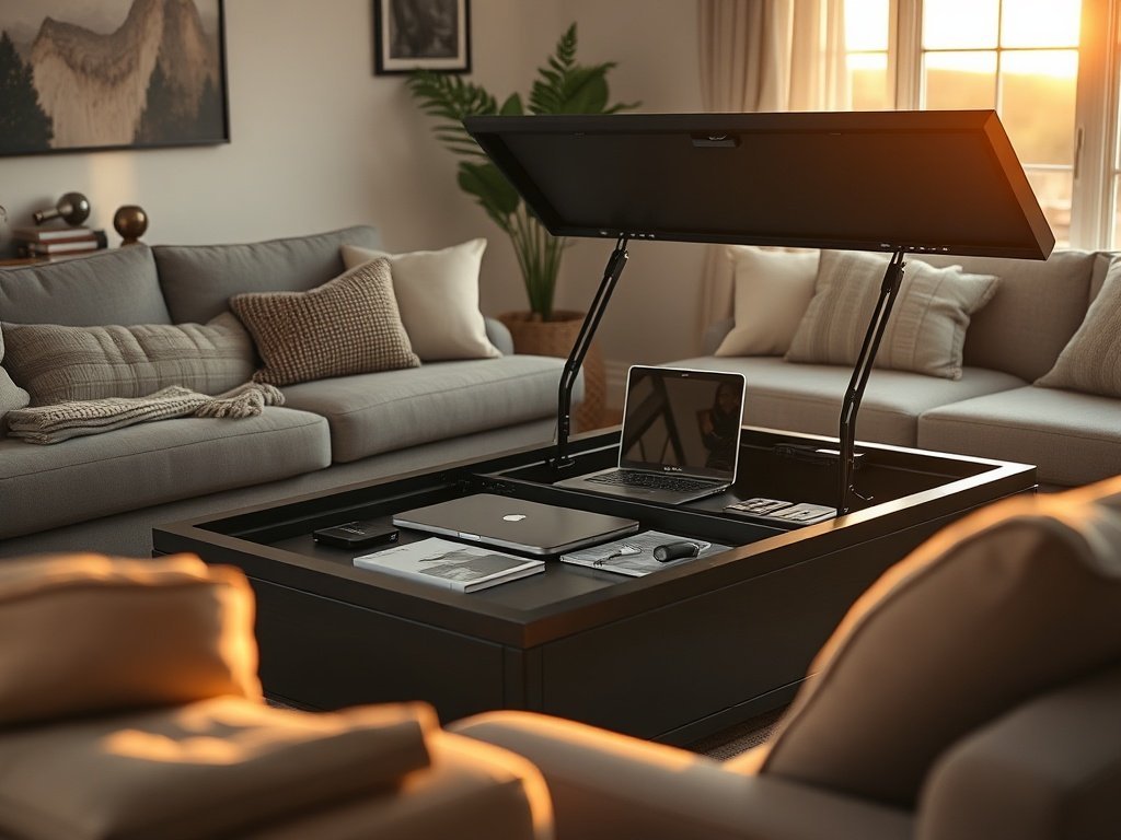 Hide 20+ everyday items in one lift-top coffee table and make your living room feel usable again